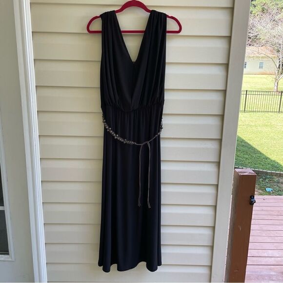 NWT JONES NEW YORK BLACK DRESS WITH BEAD BELT SIZE 16 - Picture 1 of 13